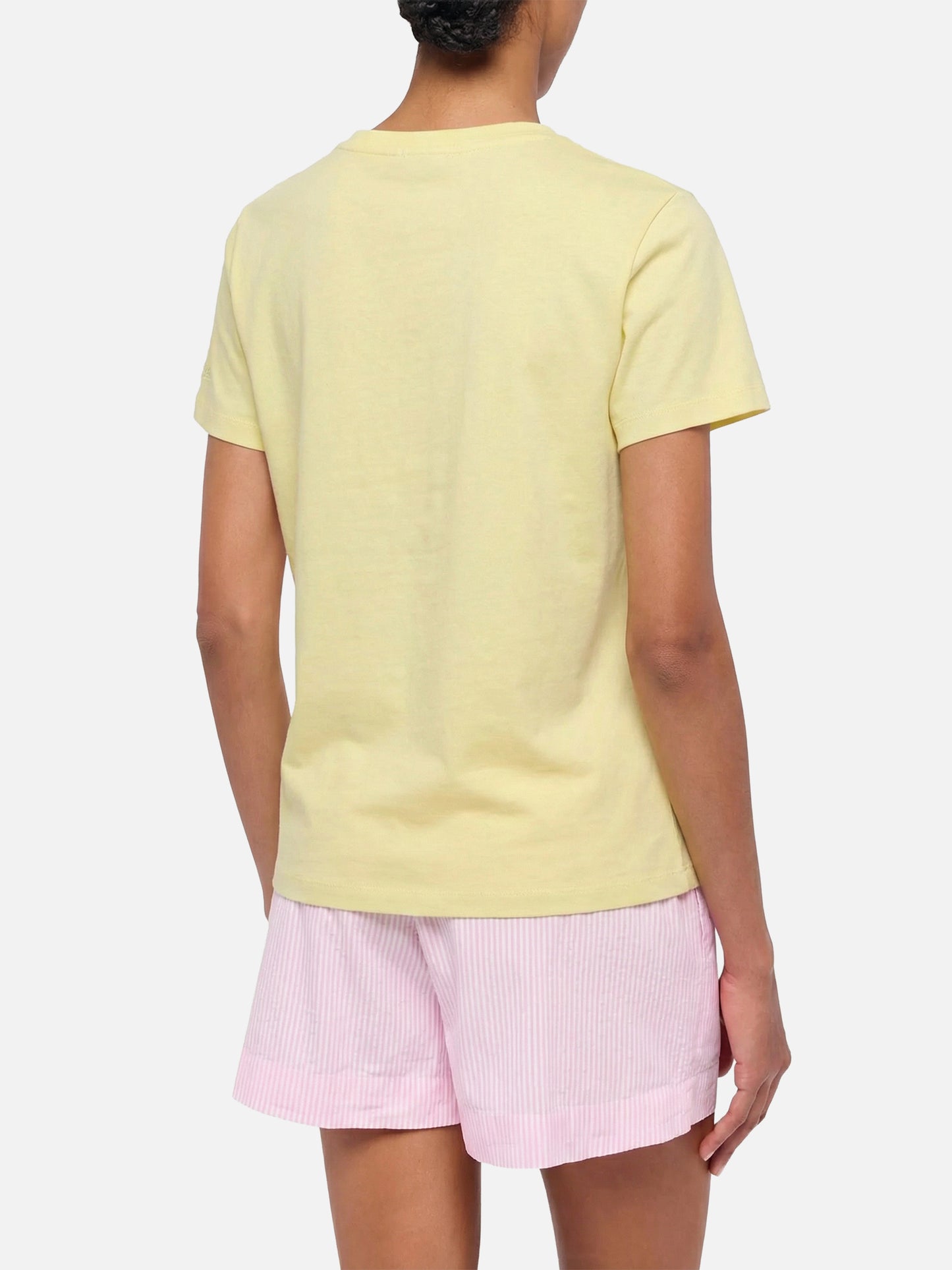T-shirt Emilie in cotone giallo con ricamo 50% Sole 50% Amore