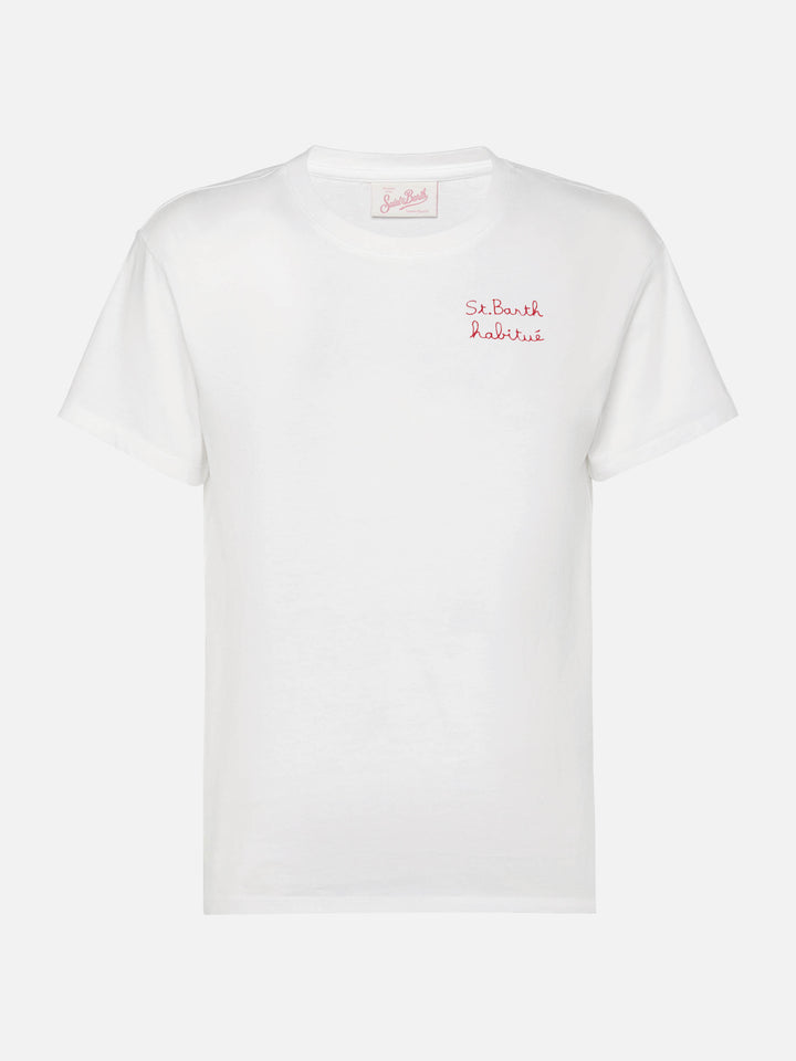 Baumwoll-T-Shirt Emilie mit St. Barth Habituè-Stickerei