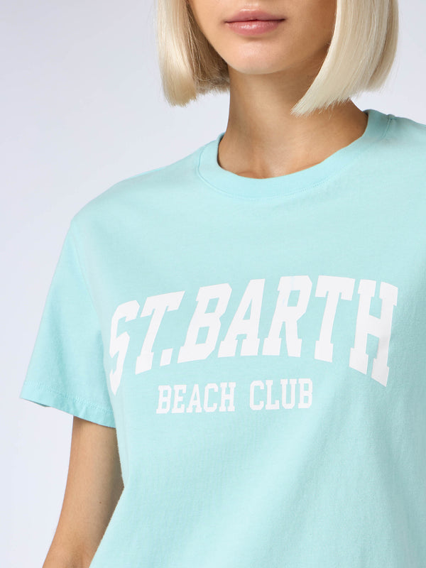 T-shirt girocollo in jersey di cotone da donna Emilie con stampa St. Barth beach club