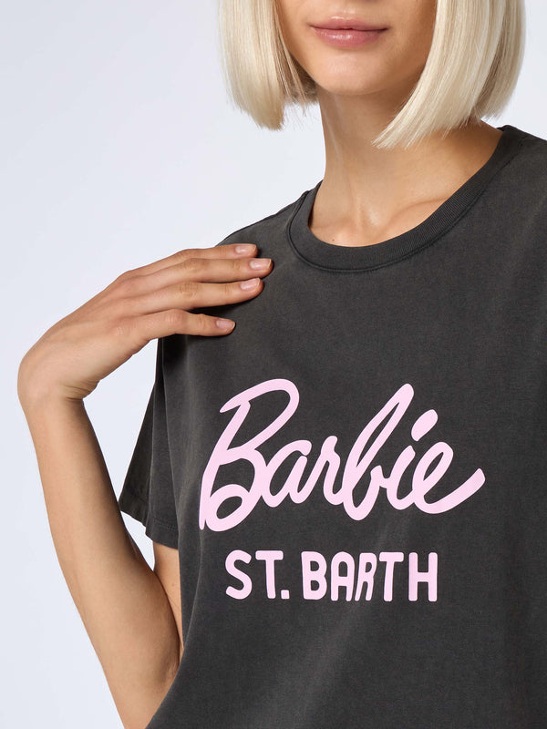 Woman cotton jersey crewneck t-shirt Emilie with Barbie St. Barth print | BARBIE SPECIAL EDITION