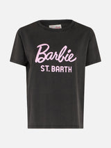 Damen-T-Shirt Emilie aus Baumwolljersey mit Rundhalsausschnitt und Barbie St. Barth-Aufdruck | BARBIE SPECIAL EDITION