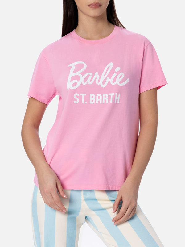 Woman cotton jersey crewneck t-shirt Emilie with Barbie St. Barth print | BARBIE SPECIAL EDITION