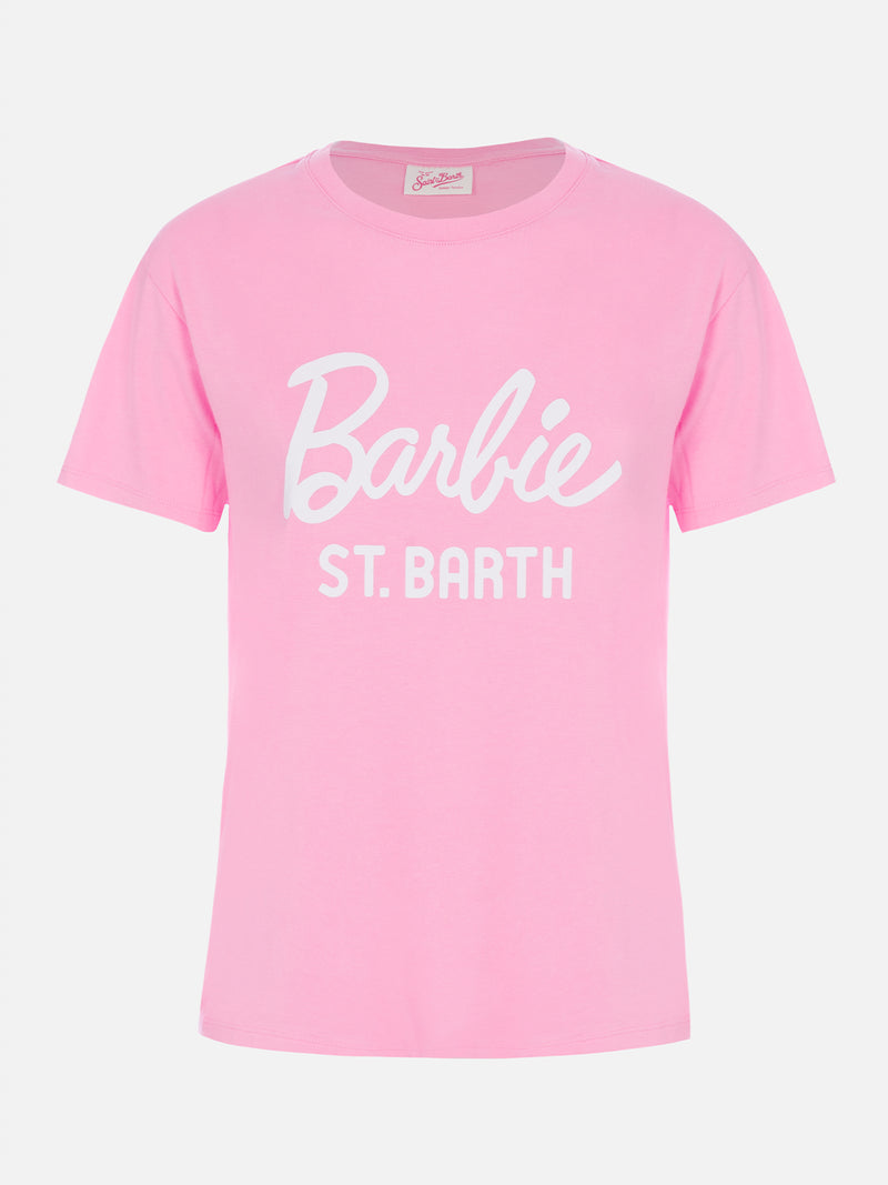 Damen-T-Shirt Emilie aus Baumwolljersey mit Rundhalsausschnitt und Barbie St. Barth-Aufdruck | BARBIE SPECIAL EDITION