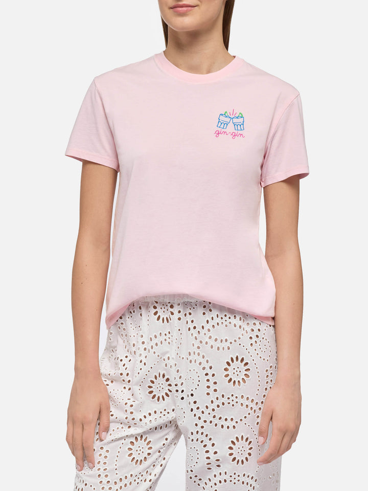 Baumwoll-T-Shirt Emilie mit Gin Gin-Stickerei | INSULTI LUMINOSI SPECIAL EDITION