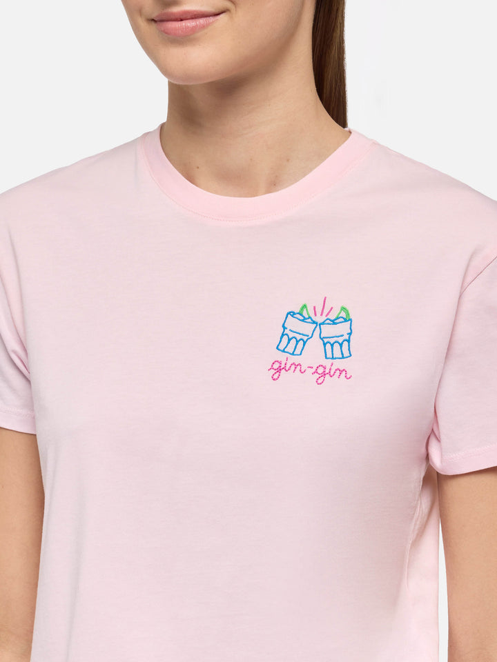 Baumwoll-T-Shirt Emilie mit Gin Gin-Stickerei | INSULTI LUMINOSI SPECIAL EDITION