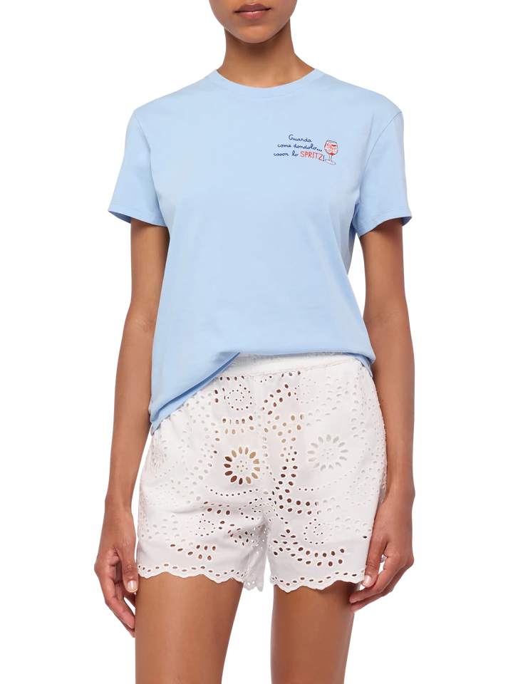 Emilie cotton t-shirt with Guarda come dondolo con lo spritz embroidery - MC2 Saint Barth