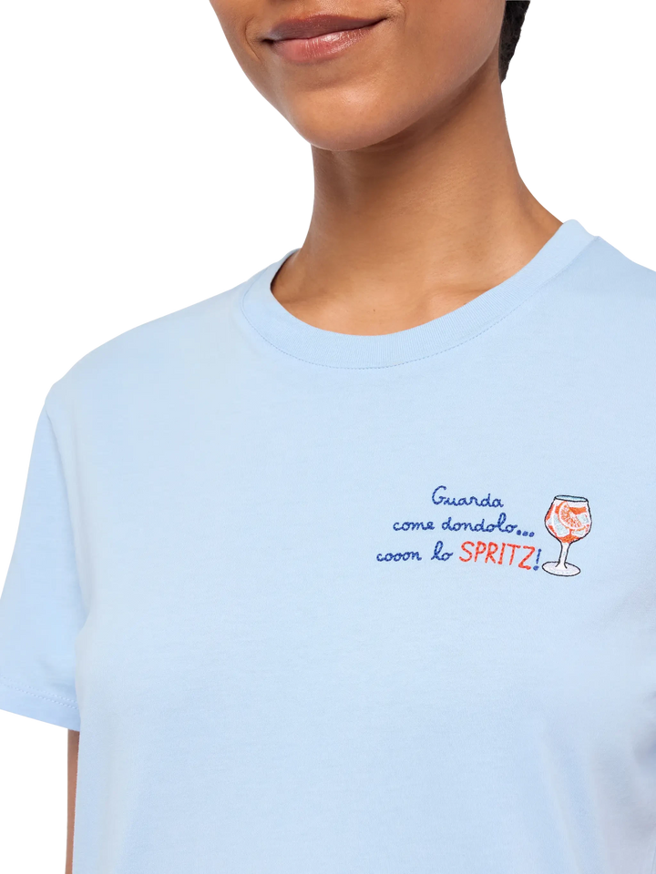 Emilie cotton t-shirt with Guarda come dondolo con lo spritz embroidery - MC2 Saint Barth