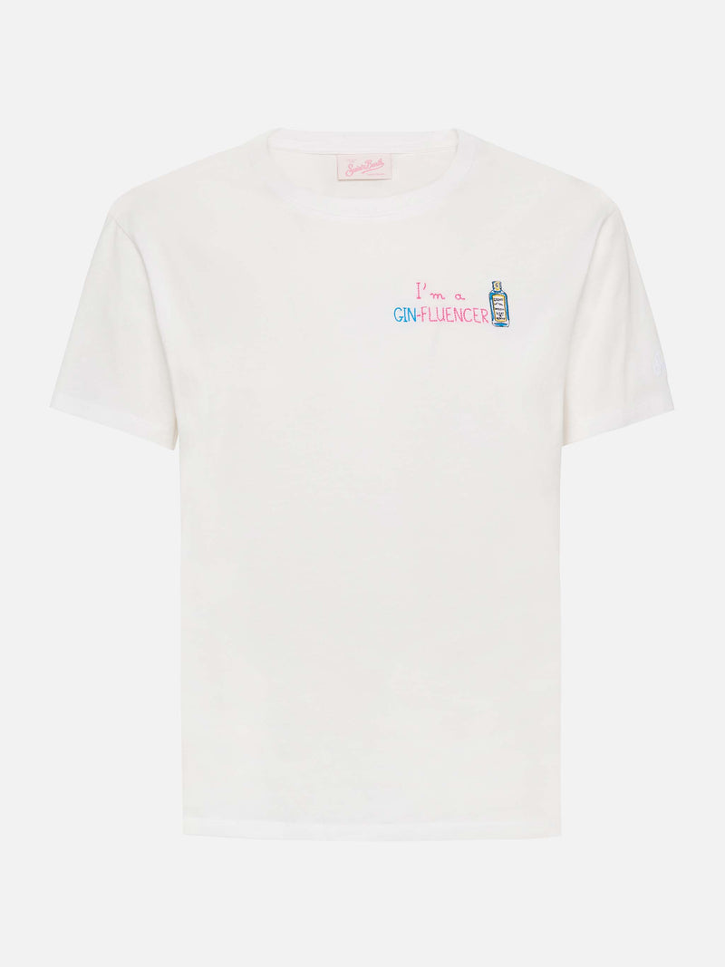 Baumwoll-T-Shirt Emilie mit GIN-Influencer-Stickerei