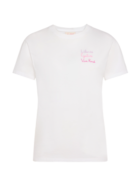 Emilie cotton t-shirt with Libertè, Egalitè, Vin Rosè embroidery