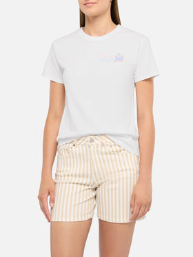 Baumwoll-T-Shirt Emilie mit Sto 'na favola-Stickerei