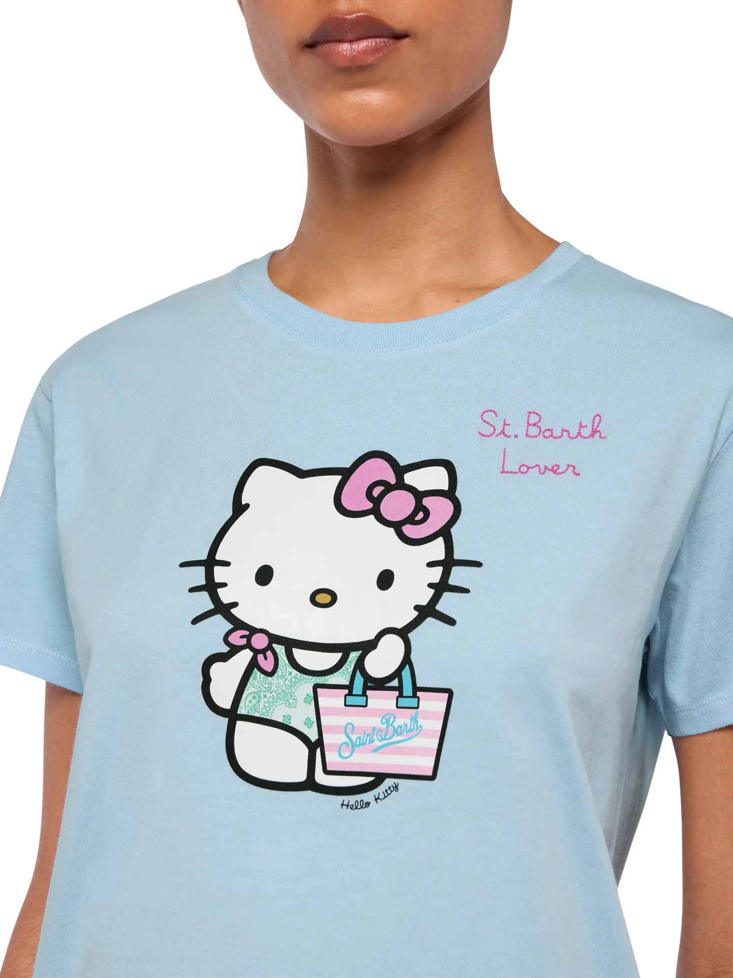Emilie cotton t-shirt with Hello Kitty St. Barth lover embroidery | HELLO KITTY SPECIAL EDITION - MC2 Saint Barth