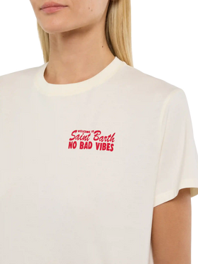 Emilie cotton t-shirt with No Bad Vibes print