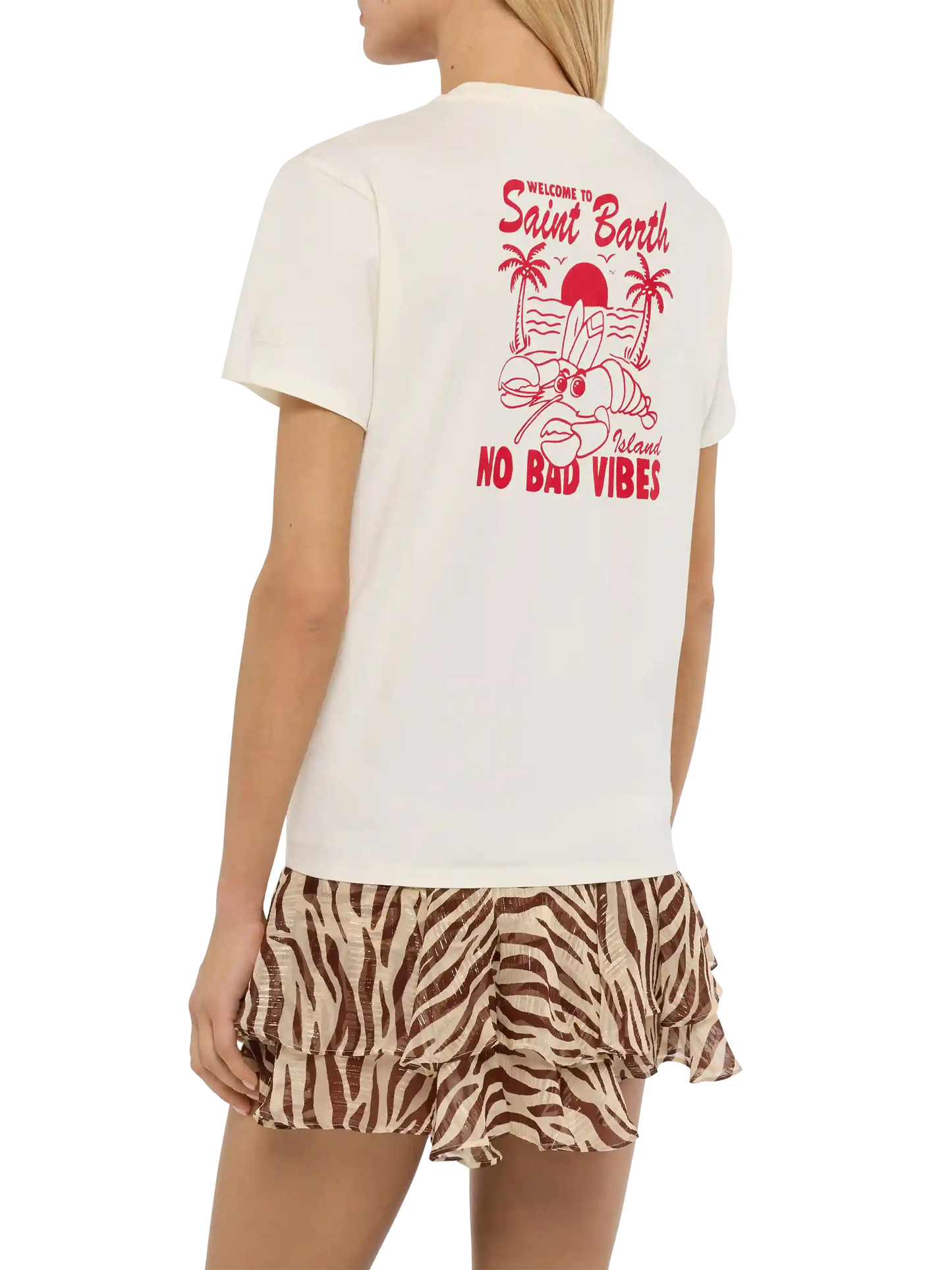 Emilie cotton t-shirt with No Bad Vibes print