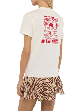 Emilie cotton t-shirt with No Bad Vibes print