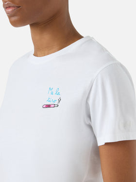 White Emilie T-shirt with Me la tiro embroidery