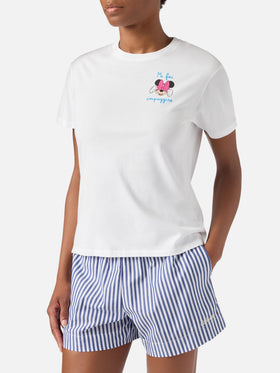 T-shirt Emilie bianca con stampa Minnie e ricamo Mi fai impazzire | Special edition