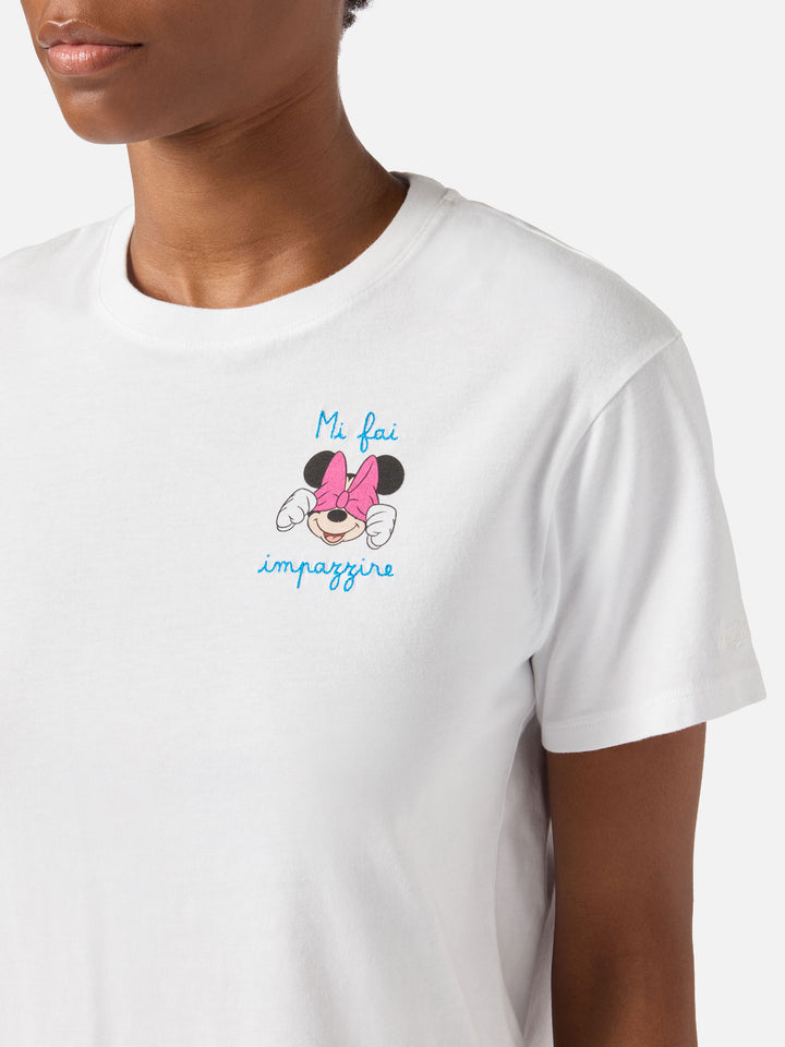 Pink Emilie T-shirt with Minnie print and Mi fai impazzire embroidery | Special edition