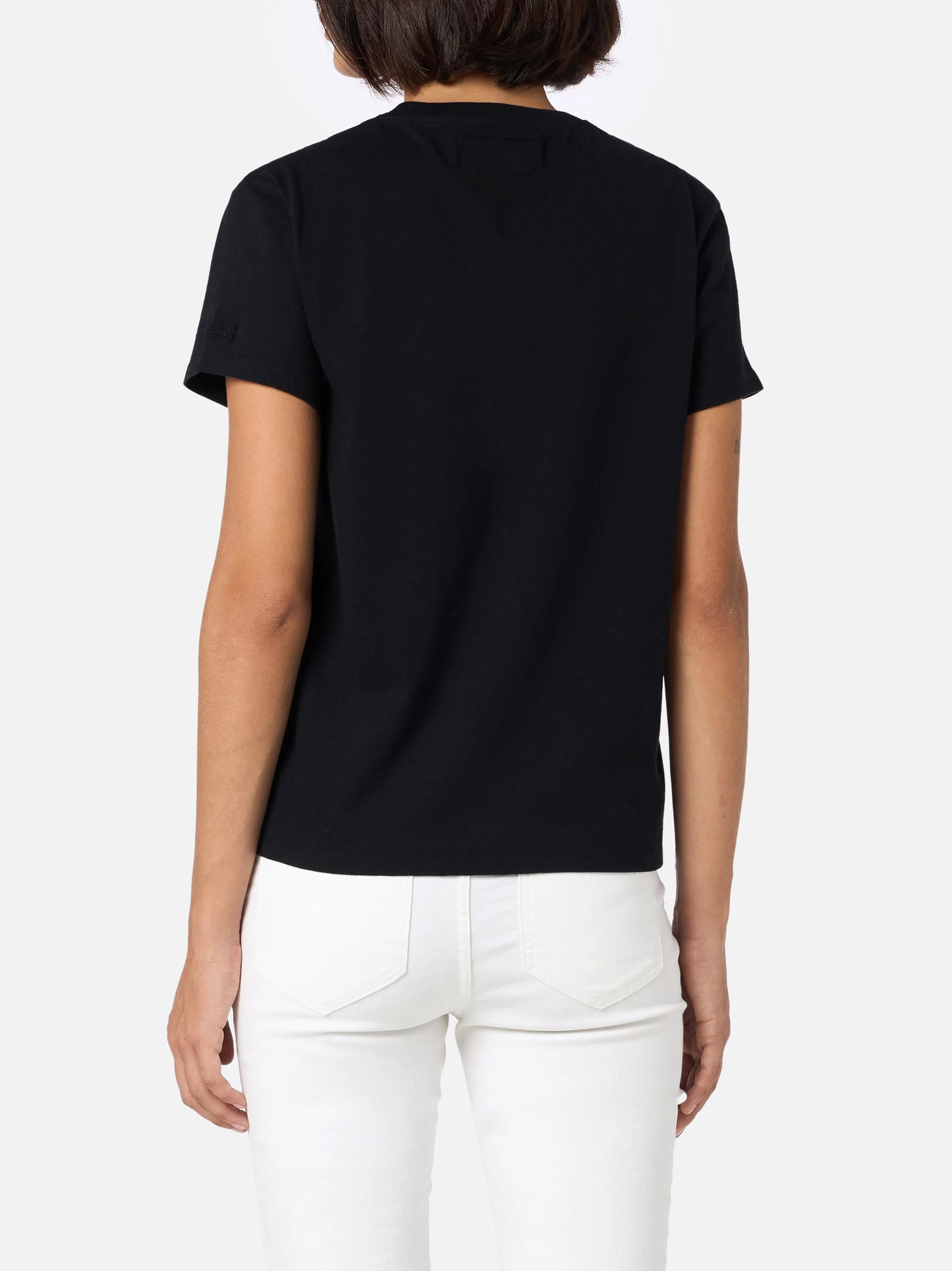 Schwarzes Damen-T-Shirt Emilie aus schwerer Baumwolle mit Vip Club Cortina-Stickerei | VIP CLUB CORTINA SPECIAL EDITION