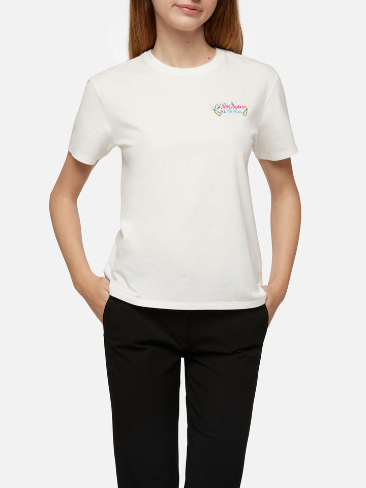 Winter cotton t-shirt Emilie with Ci beviamo al cenone embroidery | INSULTI LUMINOSI SPECIAL EDITION - MC2 Saint Barth