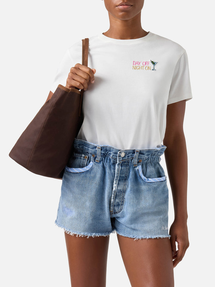 T-shirt Emilie off white con ricamo Day Night