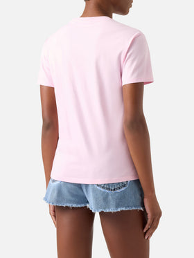 Pink Emilie t-shirt with Non Spendere embroidery