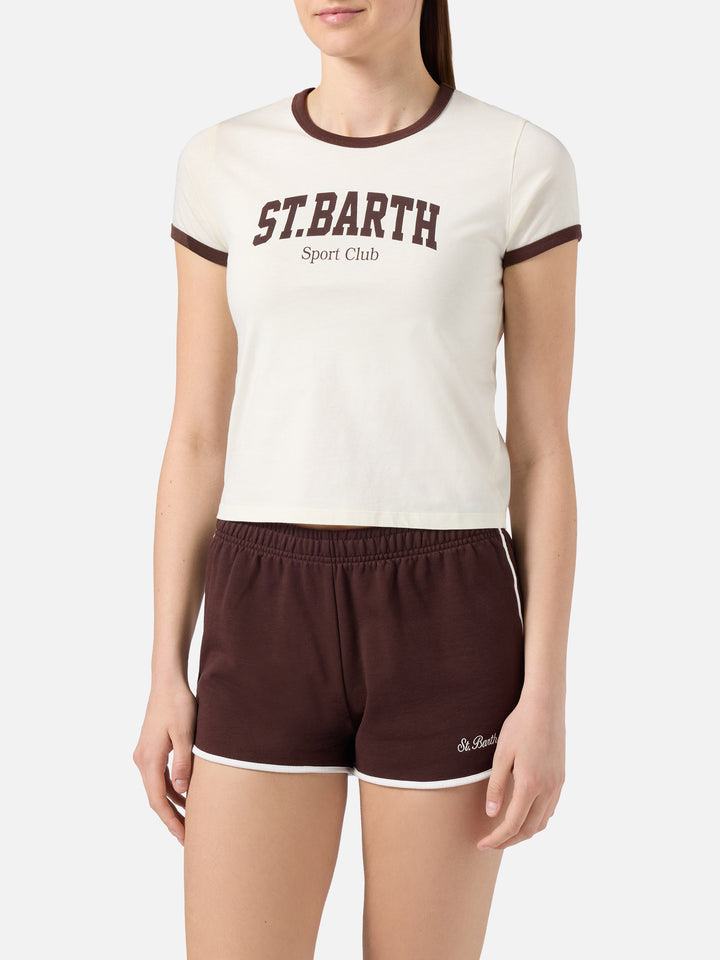 T-shirt Emilie String bianca con stampa Sport Club