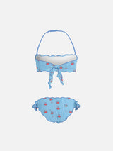 Girl classic bandeau bikini Emy with crab print