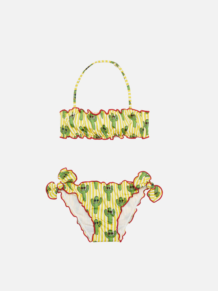 Bikini da bambina con stampa cactus felici
