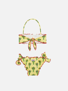 Bikini da bambina con stampa cactus felici
