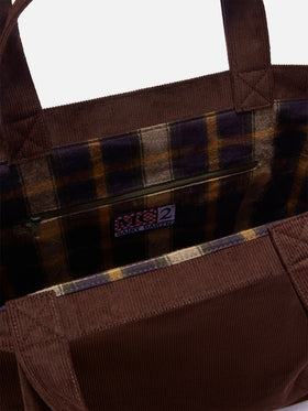 Braune Essential Cordtasche tote mit Logo-Stickerei 