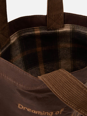 Mini sac Essential marron ciré tote avec logo brodé 