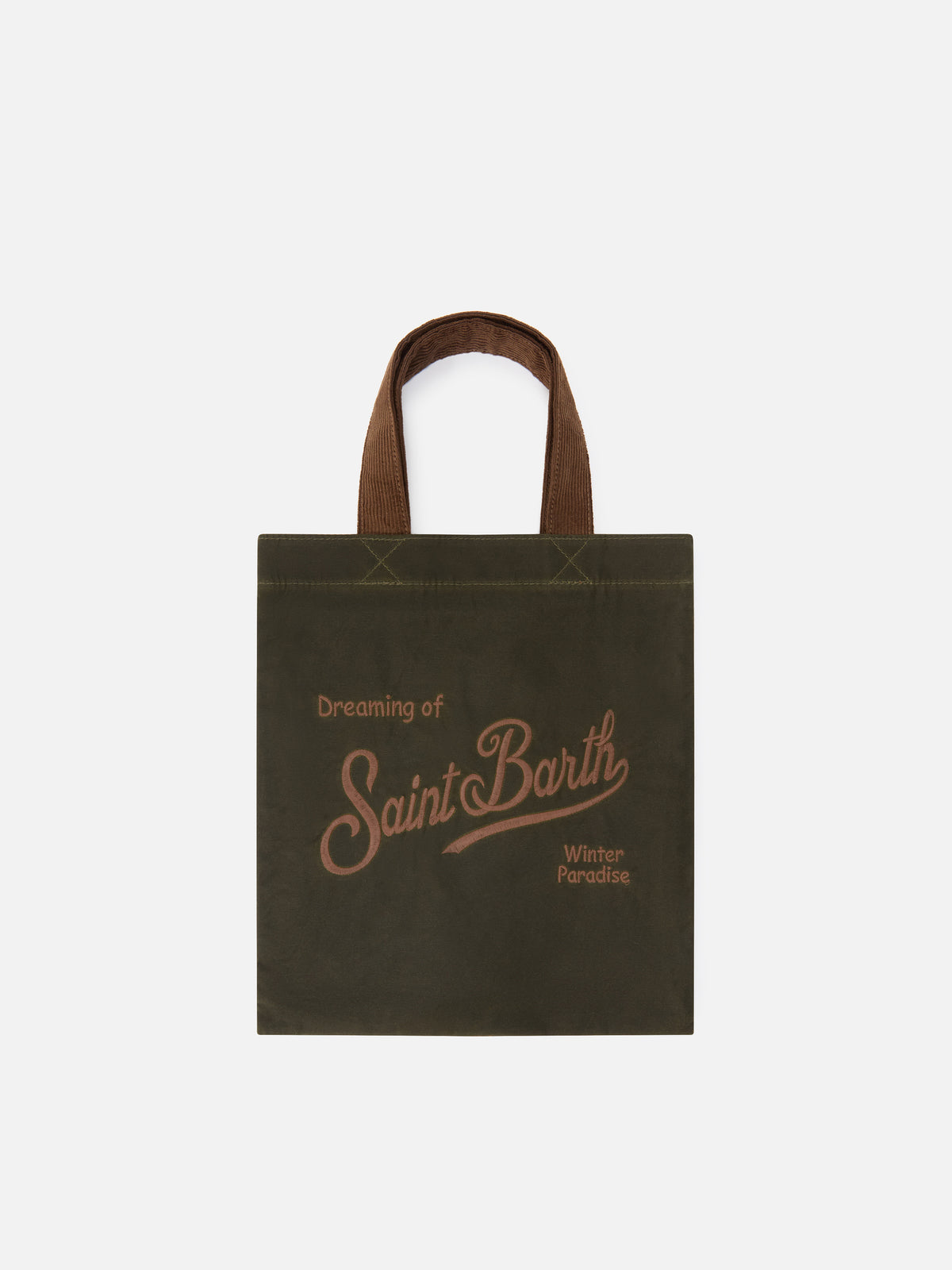 Military green Mini Essential waxed tote bag with logo embroidery