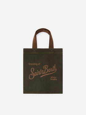 Military green Mini Essential waxed tote bag with logo embroidery
