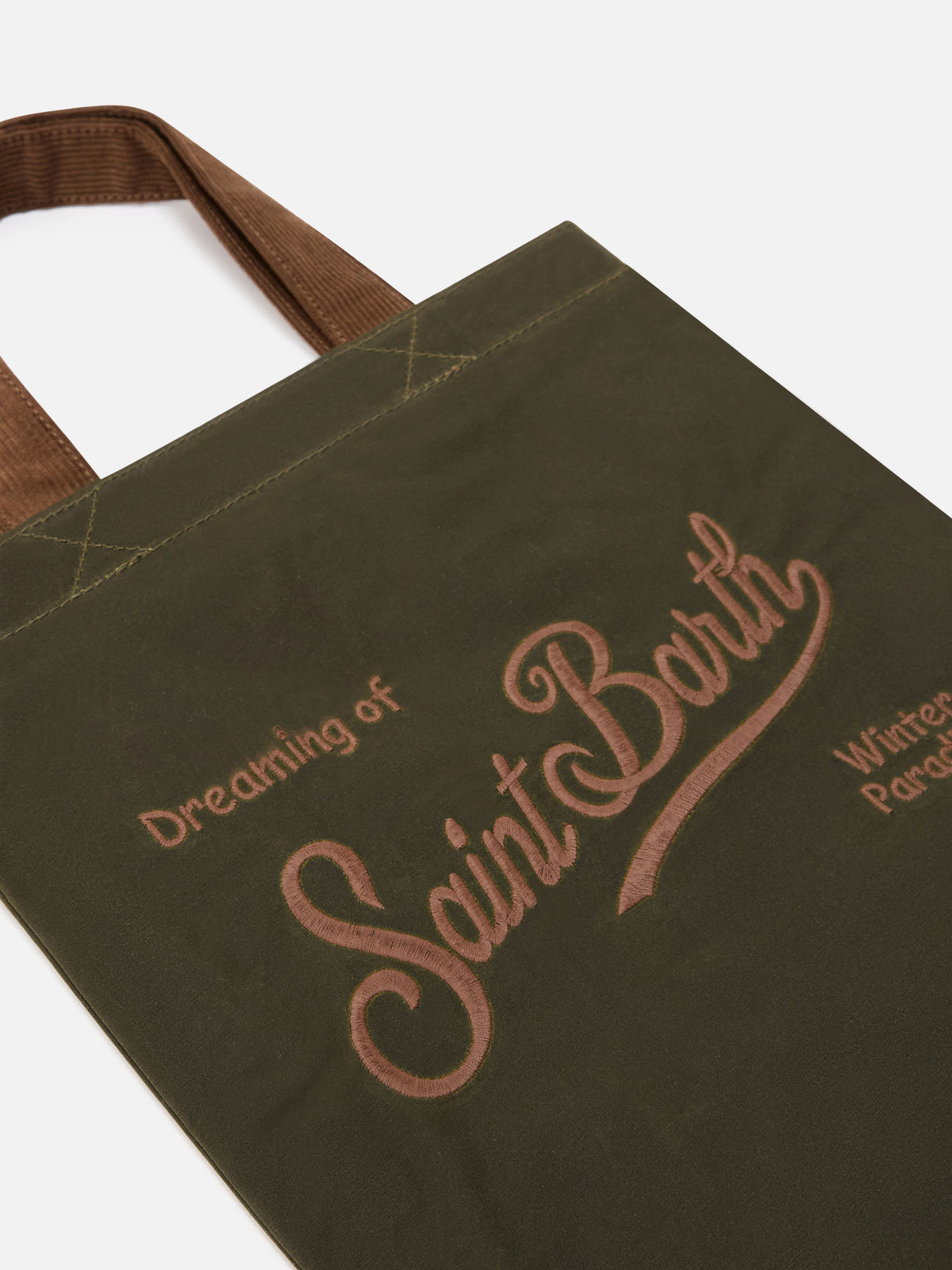 Military green Mini Essential waxed tote bag with logo embroidery