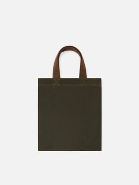 Military green Mini Essential waxed tote bag with logo embroidery