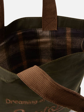 Military green Mini Essential waxed tote bag with logo embroidery