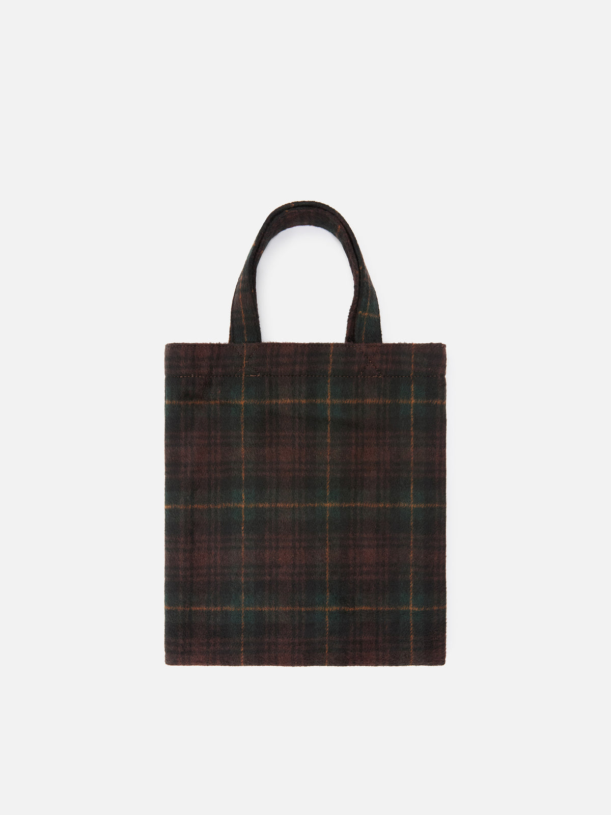 Mini Essential wool blend tote bag with tartan pattern