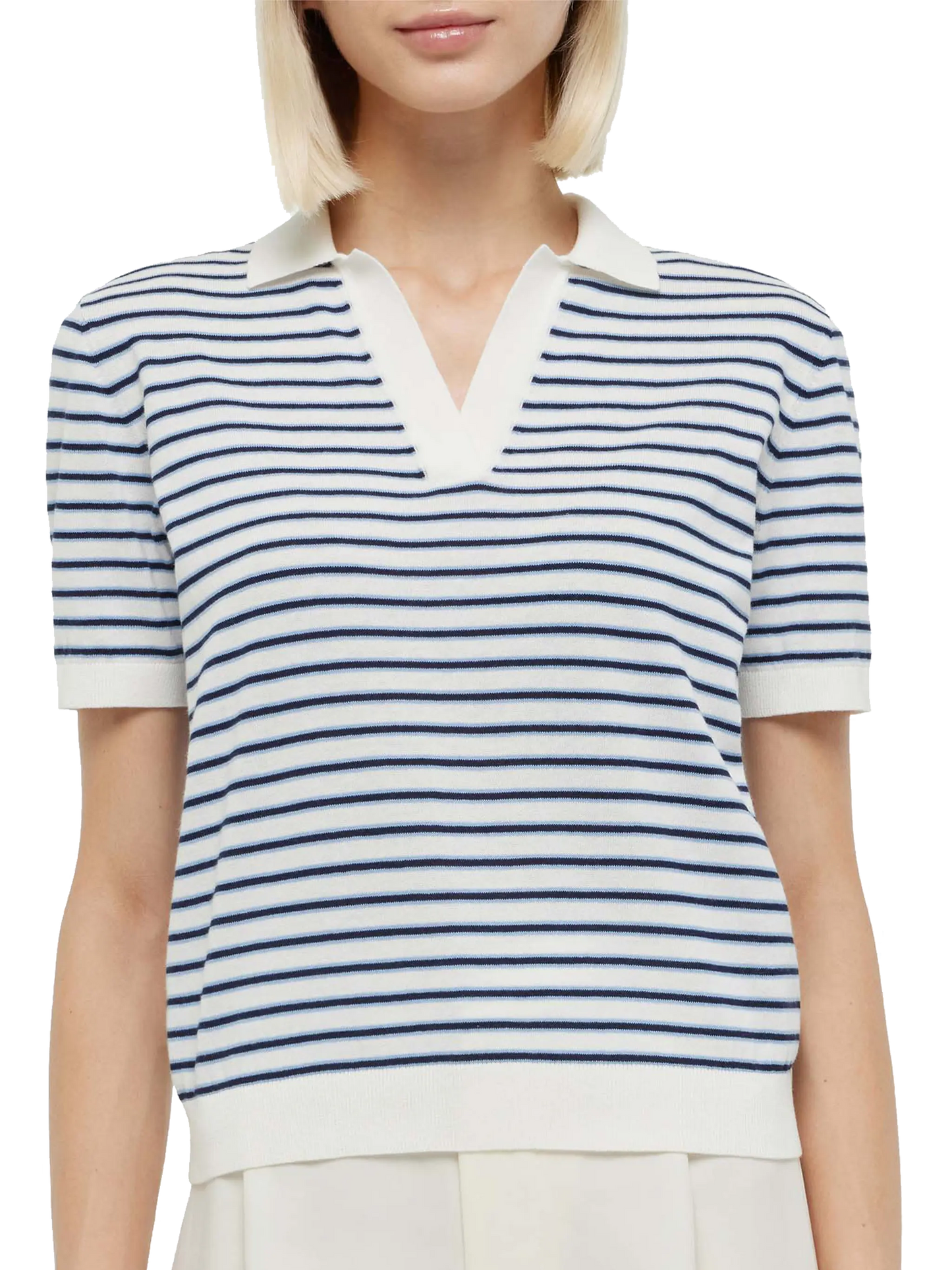 Polo Evonne lavorata a maglia a righe blu