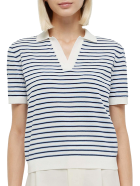 Polo Evonne lavorata a maglia a righe blu