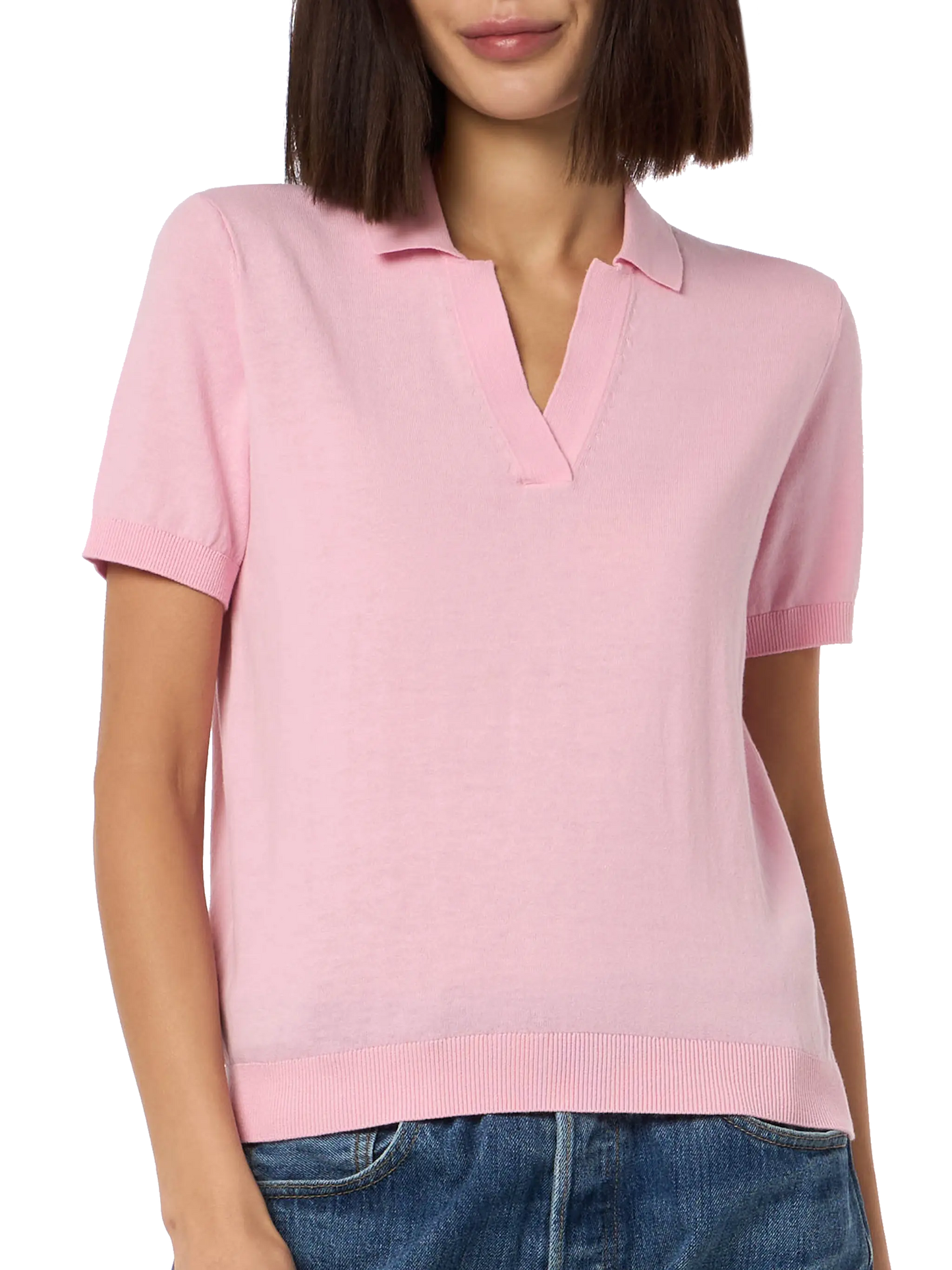 Woman pink cotton knitted polo Evonne