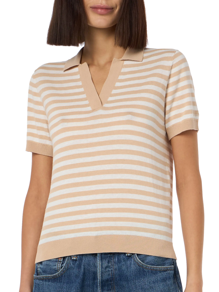 Woman beige striped knitted polo Evonne