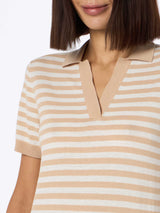 Polo da donna in maglia a righe beige Evonne