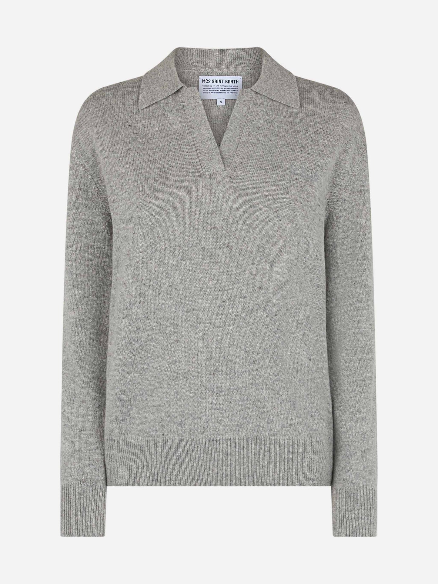 Woman mélange grey sweater Eze with polo collar