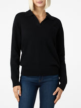 Maglione da donna nero Eze con collo polo