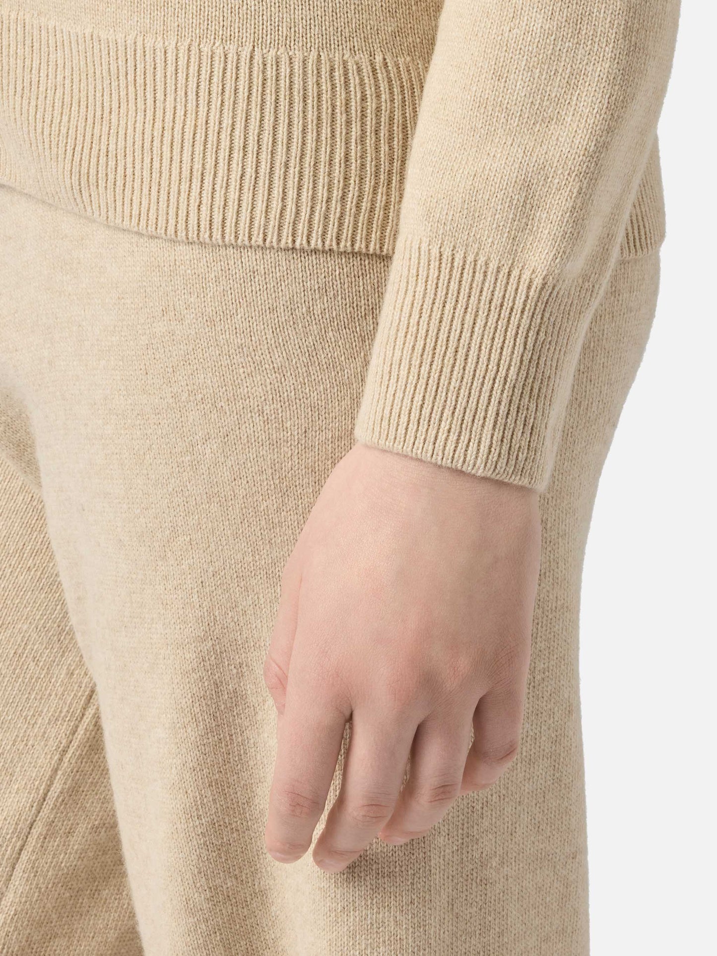 Woman beige cashmere blend sweater Eze with polo collar