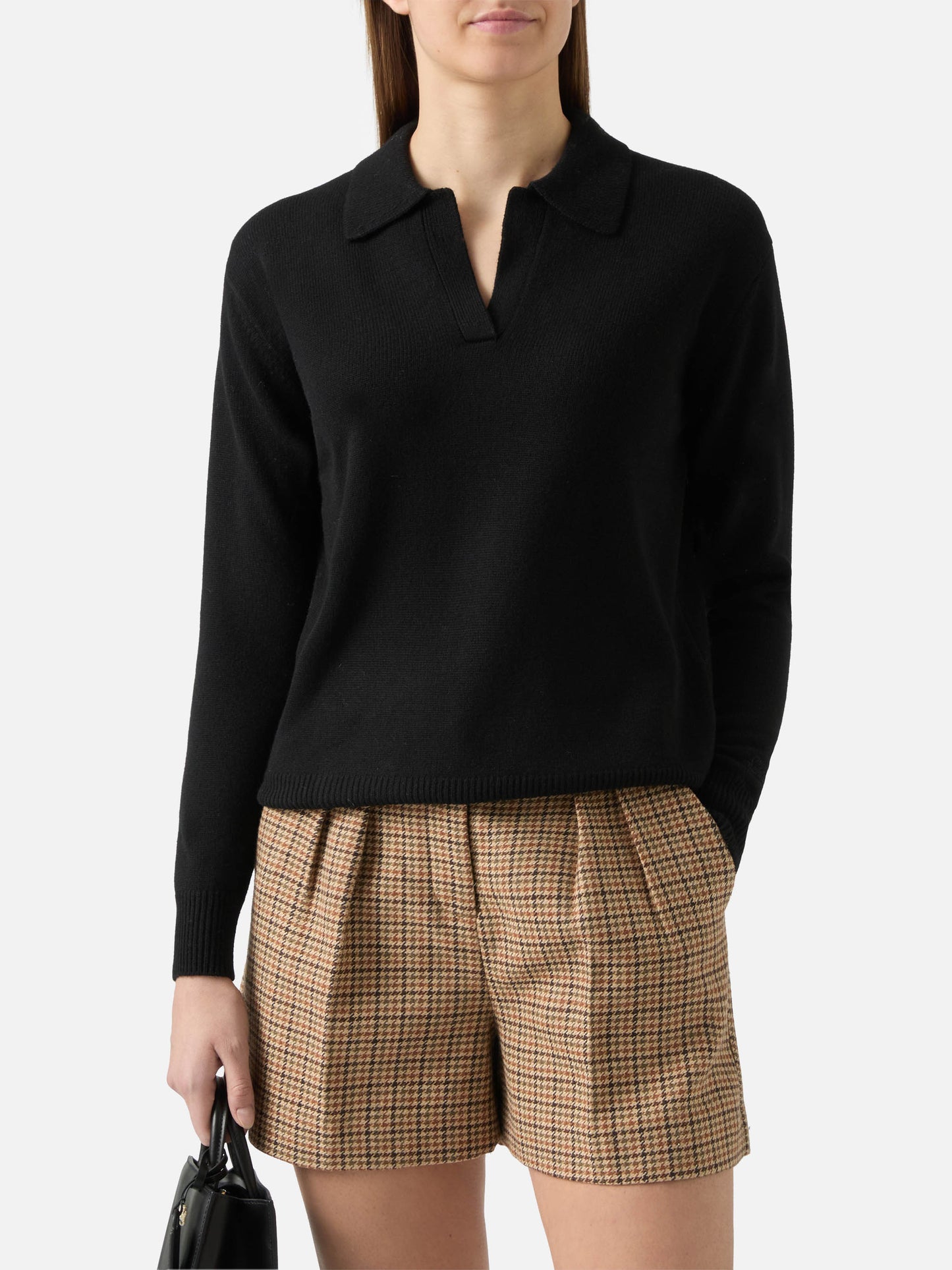 Black Eze wool sweater with polo collar