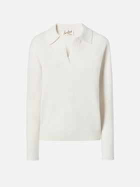 Polo in 100% LANA Eze in bianco