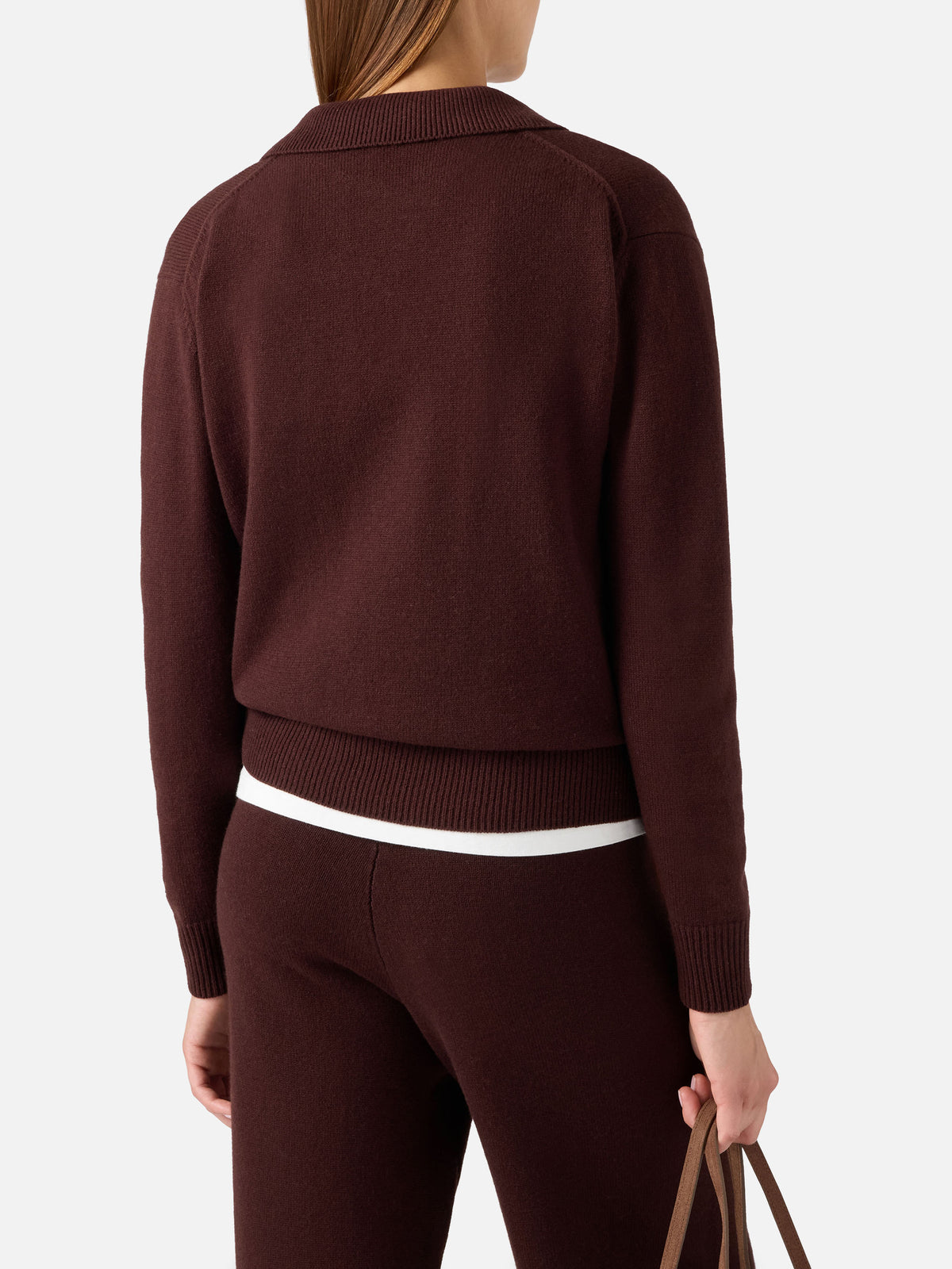 Maglia Eze marrone in lana con collo polo