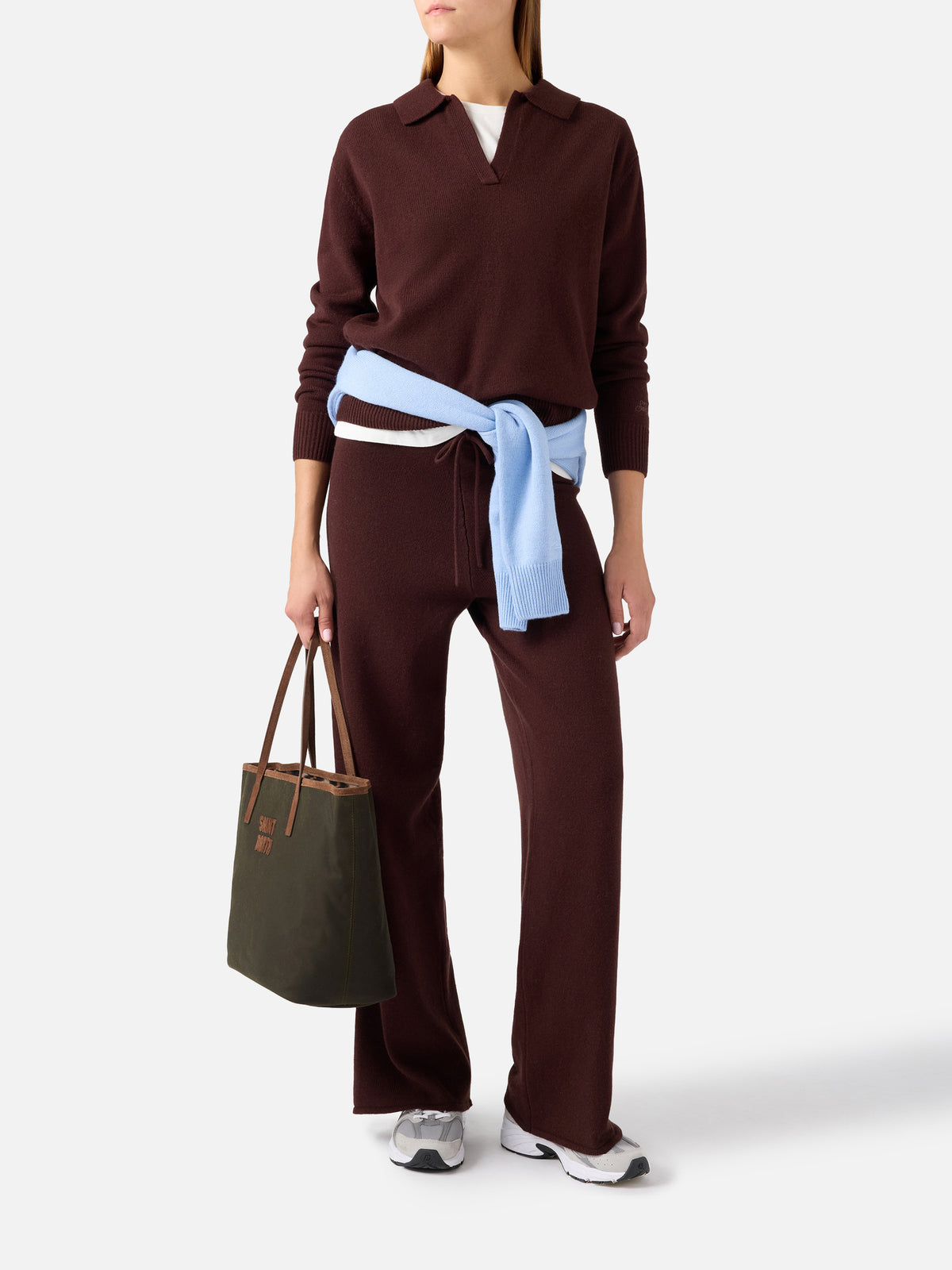 Maglia Eze marrone in lana con collo polo