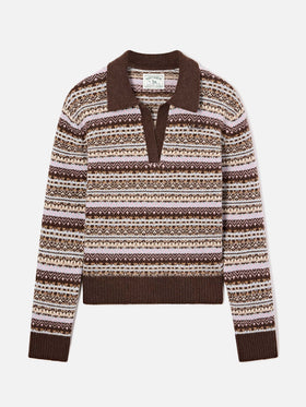 maille à col polo en mélange de laine Eze avec motif Fair Isle 